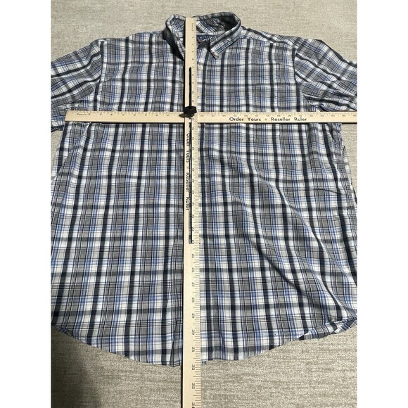 Puritan Shirt Men’s Extra Large Button Down Short Sleeve Blue Plaid - Picture 6 of 10